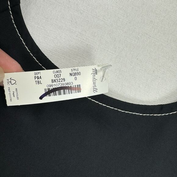 Madewell Dress Womens 0 Black Puff Sleeve Drop Waist Midi Cotton Poplin - Picture 6 of 16